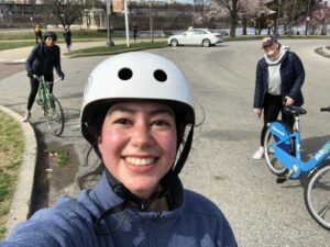Stephanie Guzman and other VFA fellows biking
